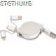 Picture of EXTENDABLE CHARGER CABLE with 3 Plugs in White