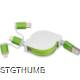 Picture of EXTENDABLE CHARGER CABLE with 3 Plugs in Green