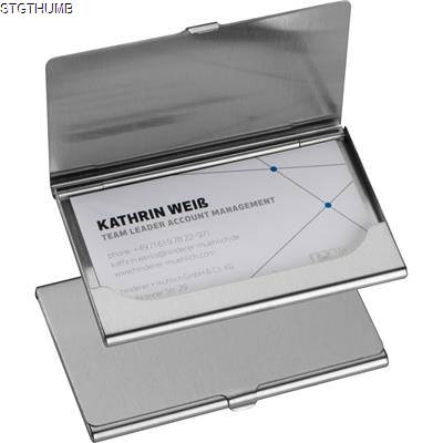 Picture of METAL BUSINESS CARD HOLDER in Silver Matt Finish.