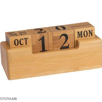 Picture of EVERLASTING BAMBOO DESK CALENDAR in Beige.