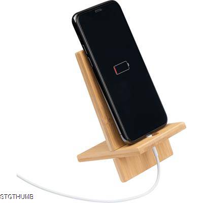 Picture of BAMBOO MOBILE PHONE HOLDER in Beige.