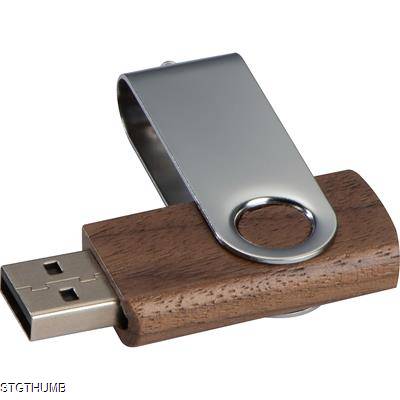 Picture of TWIST USB STICK with Dark Wood Cover 8gb in Brown.