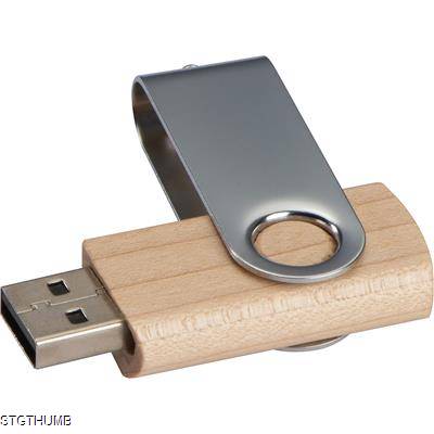 Picture of TWIST USB STICK with Light Wood Cover 8gb in Brown.