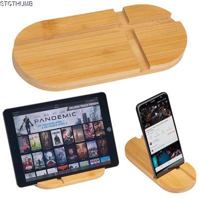 Picture of BAMBOO TABLET AND SMARTPHONE HOLDER in Beige.