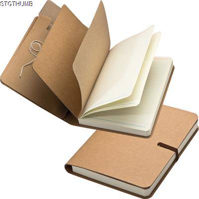 Picture of NOTE BOOK with Brown Elastic Rubber Band.