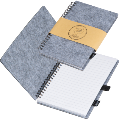 Picture of RPET FELT NOTE BOOK in Silvergrey