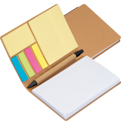 Picture of NOTE BOOK with Pen & Sticky Notes in Beige.