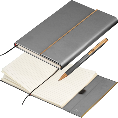 Picture of CRISMA SET OF LEATHER NOTE BOOK AND PEN in Anthracite Grey 