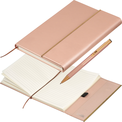 Picture of CRISMA SET OF LEATHER NOTE BOOK AND PEN in Copper 