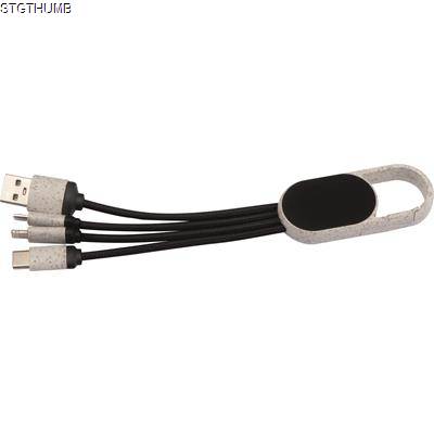 Picture of 3-IN-1 WHEATSTRAW CHARGER CABLE in Beige.