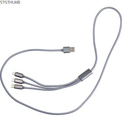 Picture of EXTRA LONG CHARGER CABLE, USB, MICRO-USB, C-TYPE AND LIGHT in Silvergrey