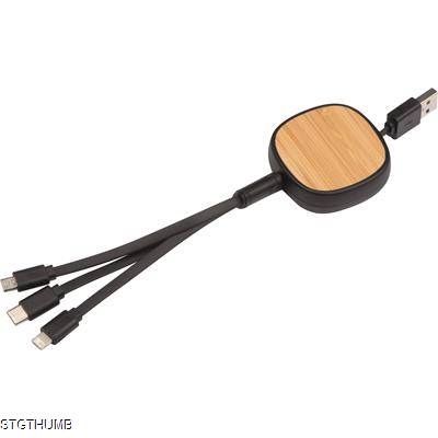 Picture of CHARGER CABLE with Bamboo Decoration in Black.