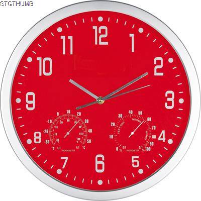 Picture of CRISMA STYLISH WALL CLOCK in Red & Silver.