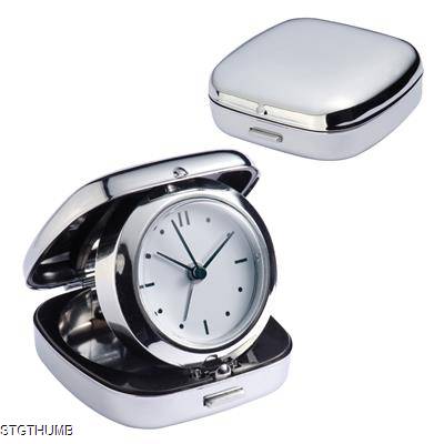 Picture of TRAVEL ALARM CLOCK in Polished Silver Chrome Box