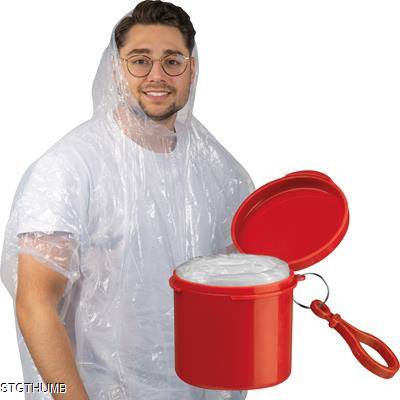 Picture of RAIN PONCHO with Portable Can in Red.