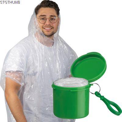 Picture of RAIN PONCHO with Portable Can in Green.