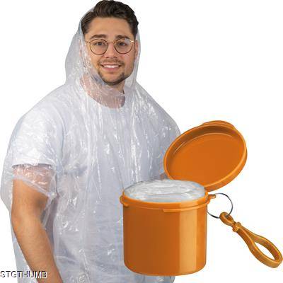 Picture of RAIN PONCHO with Portable Can in Orange.