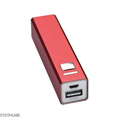 Picture of METAL POWER BANK in Red.