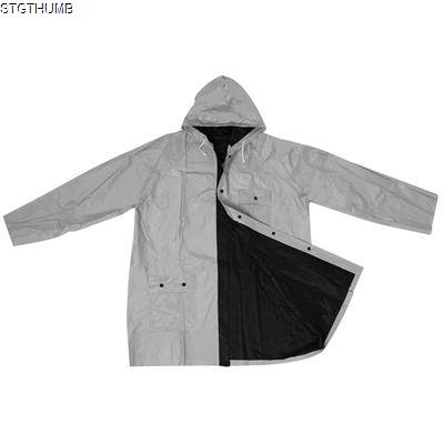 Picture of BICOLOUR XL PVC REVERSIBLE RAIN COAT in Black & Silver.