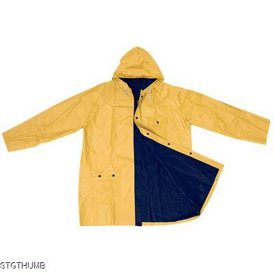 Picture of BICOLOUR XL PVC REVERSIBLE RAIN COAT in Blue & Yellow.