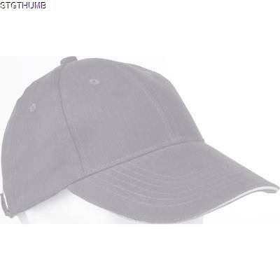 Picture of 6 PANEL SANDWICH PEAK BASEBALL CAP in Grey Heavy Brushed Cotton