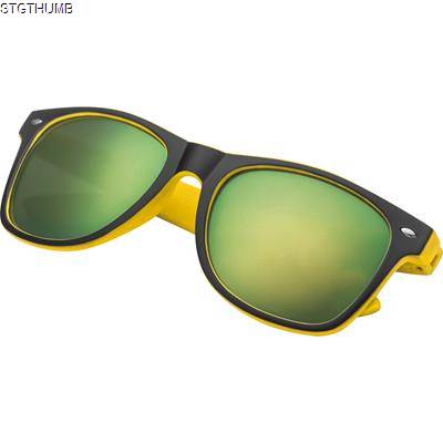 Picture of BICOLOURED SUNGLASSES with Mirrored Lenses in Yellow.