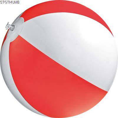 Picture of CLASSIC INFLATABLE BEACH BALL with White & Red Panels.