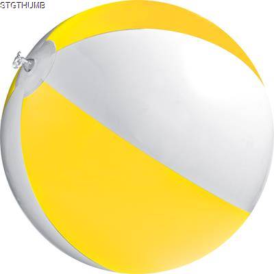 Picture of CLASSIC INFLATABLE BEACH BALL with White & Yellow Panels.