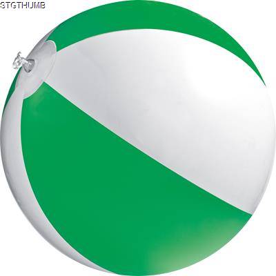 Picture of CLASSIC INFLATABLE BEACH BALL with White & Green Panels.