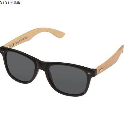 Picture of SUNGLASSES with Bamboo Temples in Beige.