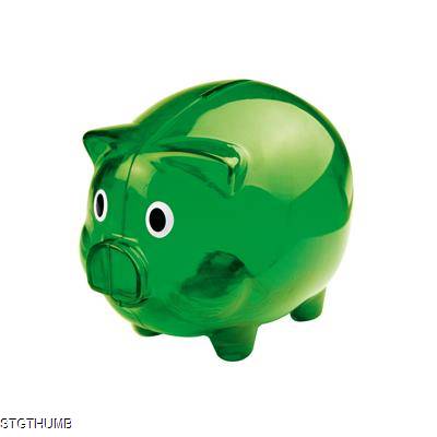 Picture of PLASTIC TRANSLUCENT PIGGY BANK MONEY BOX in Green