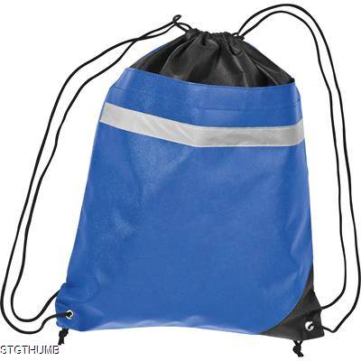 Picture of NON-WOVEN GYM BAG INCLUDING REFLECTABLE STRIPE in Blue.