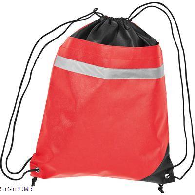 Picture of NON-WOVEN GYM BAG INCLUDING REFLECTABLE STRIPE in Red.