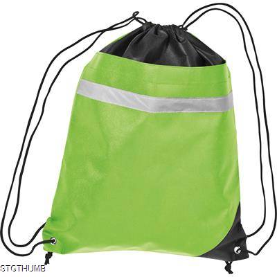 Picture of NON-WOVEN GYM BAG INCLUDING REFLECTABLE STRIPE in Apple Green.