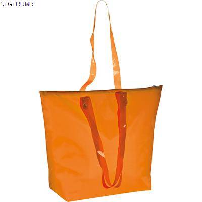 Picture of BEACH BAG with Clear Transparent Handles in Orange.