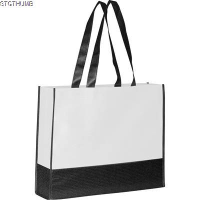 Picture of FOLDING NON WOVEN SHOPPER TOTE BAG in White