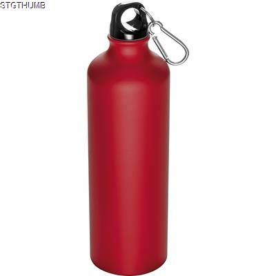 Picture of 800ML STAINLESS STEEL METAL DRINK BOTTLE with Snap Hook in Red