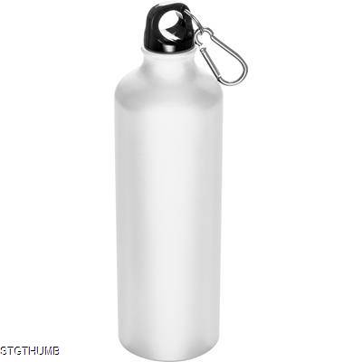 Picture of 800ML ALUMINIUM METAL DRINK BOTTLE with Snap Hook in White