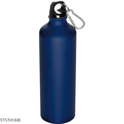 Picture of 800ML STAINLESS STEEL METAL DRINK BOTTLE with Snap Hook in Dark Blue.