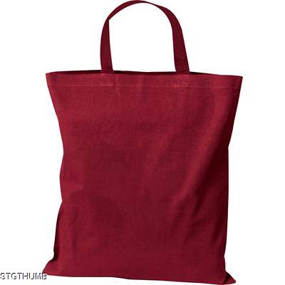 Picture of COTTON BAG with Short Handles in Burgundy.