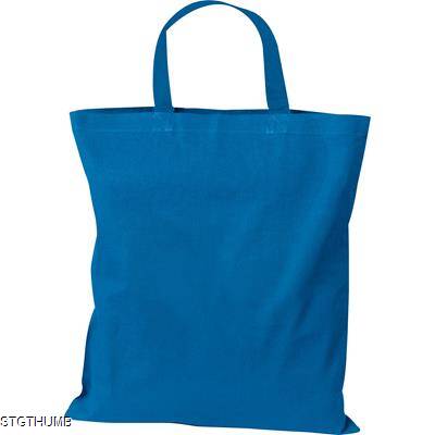 Picture of COTTON BAG with Short Handles in Light Blue.