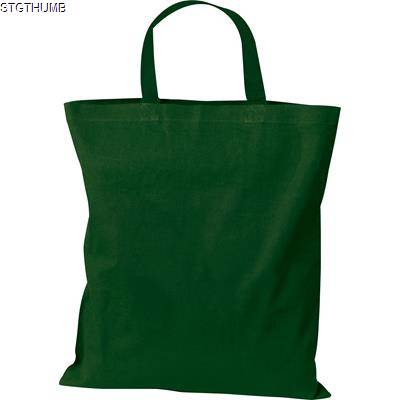 Picture of COTTON BAG with Short Handles in Dark Green.