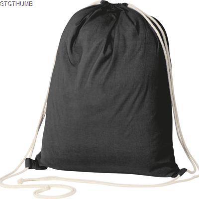 Picture of ECO TEX STANDARD 100 CERTIFIED GYMBAG FROM ECO FRIENDLY COTTON 140G & M in Black.