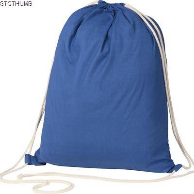 Picture of ECO TEX STANDARD 100 CERTIFIED GYMBAG FROM ECO FRIENDLY COTTON 140G & M in Blue.
