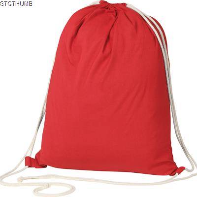 Picture of ECO TEX STANDARD 100 CERTIFIED GYMBAG FROM ECO FRIENDLY COTTON 140G & M in Red.