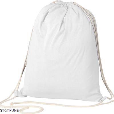 Picture of ECO TEX STANDARD 100 CERTIFIED GYMBAG FROM ECO FRIENDLY COTTON 140G & M in White.