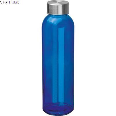 Picture of CLEAR TRANSPARENT DRINK BOTTLE with Grey Lid in Blue.