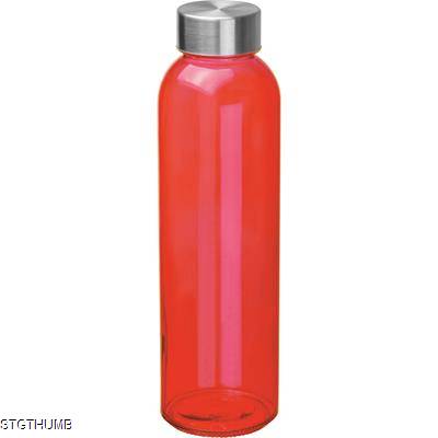 Picture of CLEAR TRANSPARENT DRINK BOTTLE with Grey Lid in Red