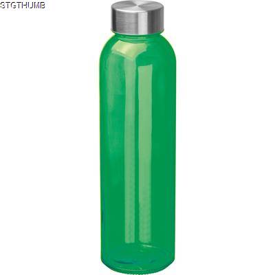 Picture of CLEAR TRANSPARENT DRINK BOTTLE with Grey Lid in Green
