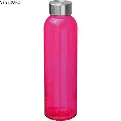 Picture of CLEAR TRANSPARENT DRINK BOTTLE with Grey Lid in Pink.